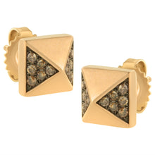 Load image into Gallery viewer, 14K Rose Gold 1/4 Cttw Brown Diamond Pyramid Stud Earring (Brown Color, SI1-SI2 Clarity)