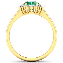 Load image into Gallery viewer, 1.87 Carat Genuine Zambian Emerald and White Diamond 14K Yellow Gold Ring