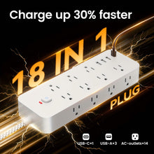 Load image into Gallery viewer, 18-Outlet Power Strip with USB & Type-C β Surge Protection