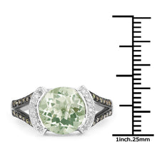 Load image into Gallery viewer, 3.59 Carat Genuine Green Amethyst, Green Diamond & White Diamond .925 Sterling Silver Ring