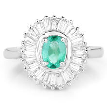 将图片加载到图库查看器,2.16 Carat Genuine Zambian Emerald and White Topaz .925 Sterling Silver Ring