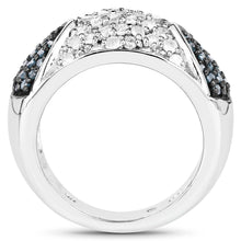 Load image into Gallery viewer, 0.94 Carat Genuine Blue Diamond and White Diamond .925 Sterling Silver Ring