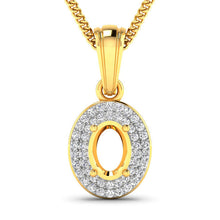 将图片加载到图库查看器,0.17 Carat Genuine White Diamond 14K Yellow Gold Semi Mount Pendant - holds 7x5mm Oval Gemstone