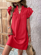 Load image into Gallery viewer, Elegant Ruffled Cap Sleeve Mini Dress Feminine & Flowy Summer Dress