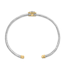Load image into Gallery viewer, 18K Yellow Gold Plated .925 Sterling Silver Diamond Accent and Fleur Di Lis Medallion Bangle Bracelet (I-J Color, SI1-SI2 Clarity) - 7.25 Inches