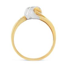Load image into Gallery viewer, 10K Yellow and White Gold 1/10 Cttw Baguette and Round-Cut Diamond Bypass Ring (I2 Color, H-I Clarity) - Size 7