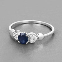 Load image into Gallery viewer, 0.44 Carat Genuine Blue Sapphire and White Diamond 14K White Gold Ring