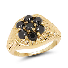 将图片加载到图库查看器,14K Yellow Gold Plated 1.40 Carat Genuine Black Diamond .925 Sterling Silver Ring