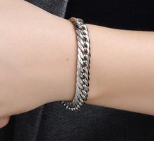将图片加载到图库查看器,Luxury Miami Stainless Steel Chain Bracelets For Men Flat Curb Bracelet Hip Hop Rock Sports Jewelry Style