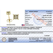 将图片加载到图库查看器,14K Yellow Gold 5/8 Cttw Princess Natural Brown Color Diamond 4-Prong Stud Earrings (Brown Color, SI2-I1 Clarity)