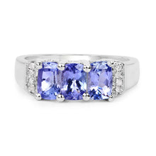 Load image into Gallery viewer, 1.63 Carat Genuine Tanzanite & White Diamond .925 Sterling Silver Ring