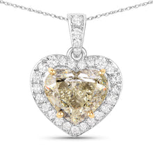 将图片加载到图库查看器,IGI Certified 4.51 Carat Genuine Light Yellow Diamond Center and 0.45cttw White Diamond 18K White Gold Pendant (4.96cttw)