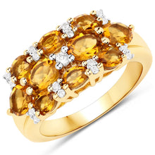 Load image into Gallery viewer, 14K Yellow Gold Plated 2.48 Carat Genuine Citrine & White Topaz .925 Sterling Silver Ring