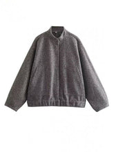 将图片加载到图库查看器,Autumn Casual Full Size Drop Shoulder Snap Down Jacket with Buttoned Front and Pockets