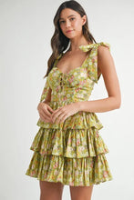 将图片加载到图库查看器,Floral Print Shoulder Tie Layered Mini Dress For Women – Fresh Floral Design, Fluttering Adjustable Shoulder Tie, Layered Mini Dress, Trendy Summer Outfit