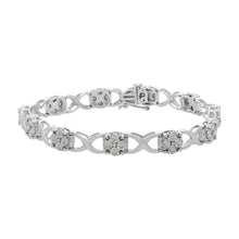 Load image into Gallery viewer, Sterling Silver Rose-Cut Diamond Love Locks Link Bracelet (1.00cttw,I-J color,I3-Promo clarity)