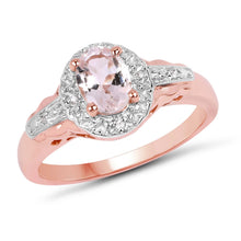 Load image into Gallery viewer, 14K Rose Gold Plated 0.73 Carat Genuine Morganite & White Topaz .925 Sterling Silver Ring