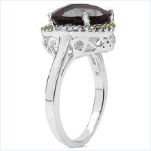 Load image into Gallery viewer, 4.12 Carat Genuine Smoky Quartz and 0.28 ct.t.w Genuine Diamond Accents Sterling Silver Ring