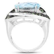 Load image into Gallery viewer, 7.39 Carat Genuine Blue Topaz and Peridot .925 Sterling Silver Ring