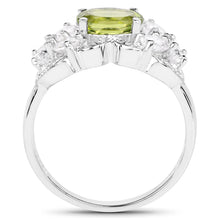 Load image into Gallery viewer, 2.70 Carat Genuine Peridot and White Zircon .925 Sterling Silver Ring
