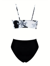 Load image into Gallery viewer, Coastal Flair V-Neck Bikini Set – Eye-Catching Random Print Two-Piece Chic Swimsuit with Spaghetti Straps High Cut Shorts and Ultra-Stretch Comfort – Women’s Summer Swimwear for Beach Days & Casual Poolside Vibes