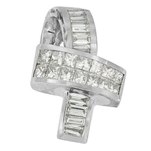 Load image into Gallery viewer, 14K White Gold 2 cttw Princess and Baguette Cut Diamond Ribbon Pendant Necklace (H-I, SI-SI2)