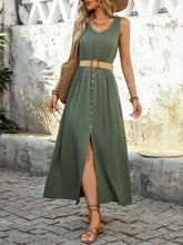 Load image into Gallery viewer, Decorative Button Sleeveless Midi Dress Elegant & Timeless Long Comfortable Dress