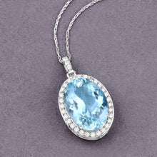 Load image into Gallery viewer, 9.59 Carat Genuine Aquamarine and White Diamond 14K White Gold Pendant