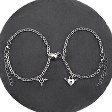 Load image into Gallery viewer, 1Pair Couple Bracelets Magnetic Bracelet Heart Shaped Stainless Steel Angel Wing Love Lock Heart Charm Magnet Couples Bracelet Stainless Steel Chain Bracelets Charm Jewelry Matching Relationship Bracelets