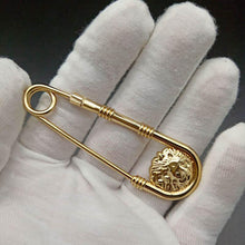 将图片加载到图库查看器,1pc Alloy Double Lion Head Brooch Pin Fashion Safety Pins Women Waist Closing Men Suit Jacket Decoration Jewelry Retro Double Head Safety Pin Temperament Coat Pin