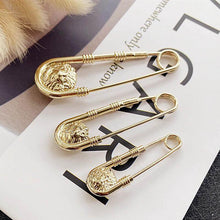 将图片加载到图库查看器,1pc Alloy Double Lion Head Brooch Pin Fashion Safety Pins Women Waist Closing Men Suit Jacket Decoration Jewelry Retro Double Head Safety Pin Temperament Coat Pin
