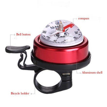 Load image into Gallery viewer, 1PC Bicycle Bell Bike Compass Bicycle Bells Mountain Bike Handlebar Compass Ring Aluminum Cycling Bicycle Accessories Bike Horn Bicycle Bell Aluminum Alloy Ring Bell Horn Sound Alarm Mountain Bike Bell Compass Bell Riding Equipment Accessories