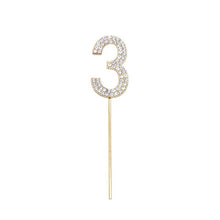 Load image into Gallery viewer, 1Pc Glitter Alloy Rhinestone Number Cake Toppers Pieces Silver Glitter Number Cake Toppers Double Sided Twinkle Happy Birthday Cake Topper Cupcake Toppers For Wedding Baby Shower Birthday Decoration Wedding Gold Silver Digital Cakes Dessert Decor