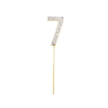 Load image into Gallery viewer, 1Pc Glitter Alloy Rhinestone Number Cake Toppers Pieces Silver Glitter Number Cake Toppers Double Sided Twinkle Happy Birthday Cake Topper Cupcake Toppers For Wedding Baby Shower Birthday Decoration Wedding Gold Silver Digital Cakes Dessert Decor