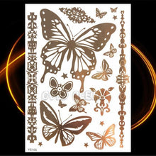 将图片加载到图库查看器,1PC Gold Chain Bracelet Tattoo Sticker Summer Style Fake Jewelry Temporary Tattoo Waterproof Gold Sliver Glitter Body Face Tattoo For Womens