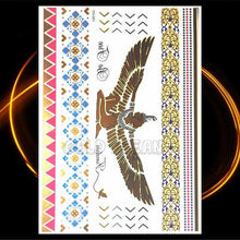 将图片加载到图库查看器,1PC Gold Chain Bracelet Tattoo Sticker Summer Style Fake Jewelry Temporary Tattoo Waterproof Gold Sliver Glitter Body Face Tattoo For Womens
