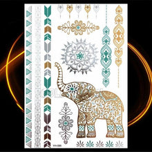 将图片加载到图库查看器,1PC Gold Chain Bracelet Tattoo Sticker Summer Style Fake Jewelry Temporary Tattoo Waterproof Gold Sliver Glitter Body Face Tattoo For Womens