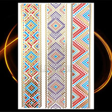 将图片加载到图库查看器,1PC Gold Chain Bracelet Tattoo Sticker Summer Style Fake Jewelry Temporary Tattoo Waterproof Gold Sliver Glitter Body Face Tattoo For Womens