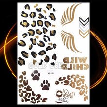 将图片加载到图库查看器,1PC Gold Chain Bracelet Tattoo Sticker Summer Style Fake Jewelry Temporary Tattoo Waterproof Gold Sliver Glitter Body Face Tattoo For Womens