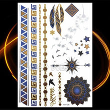 将图片加载到图库查看器,1PC Gold Chain Bracelet Tattoo Sticker Summer Style Fake Jewelry Temporary Tattoo Waterproof Gold Sliver Glitter Body Face Tattoo For Womens