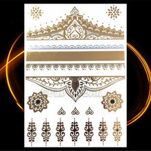 将图片加载到图库查看器,1PC Gold Chain Bracelet Tattoo Sticker Summer Style Fake Jewelry Temporary Tattoo Waterproof Gold Sliver Glitter Body Face Tattoo For Womens