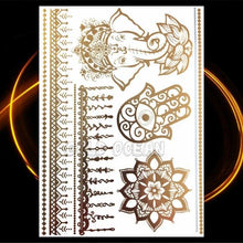 将图片加载到图库查看器,1PC Gold Chain Bracelet Tattoo Sticker Summer Style Fake Jewelry Temporary Tattoo Waterproof Gold Sliver Glitter Body Face Tattoo For Womens