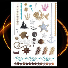 将图片加载到图库查看器,1PC Gold Chain Bracelet Tattoo Sticker Summer Style Fake Jewelry Temporary Tattoo Waterproof Gold Sliver Glitter Body Face Tattoo For Womens