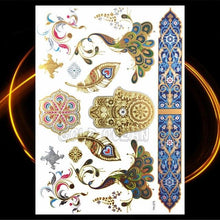 将图片加载到图库查看器,1PC Gold Chain Bracelet Tattoo Sticker Summer Style Fake Jewelry Temporary Tattoo Waterproof Gold Sliver Glitter Body Face Tattoo For Womens