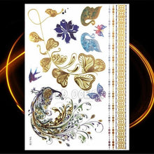 将图片加载到图库查看器,1PC Gold Chain Bracelet Tattoo Sticker Summer Style Fake Jewelry Temporary Tattoo Waterproof Gold Sliver Glitter Body Face Tattoo For Womens