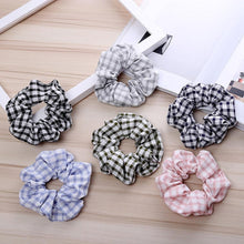 Load image into Gallery viewer, 1PC Vintage Scrunchie Stretch Headband Dot Plaid Scrunchies Women Elastic Hair Bands Girls Hair Ties Striped Ponytail Holder Accessories for Women