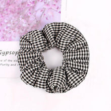 Load image into Gallery viewer, 1PC Vintage Scrunchie Stretch Headband Dot Plaid Scrunchies Women Elastic Hair Bands Girls Hair Ties Striped Ponytail Holder Accessories for Women