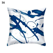 Load image into Gallery viewer, 1Pcs Blue Pattern Cushion Cover Polyester Pillowcase Decorative Navy Blue White Pillow Covers Pillow Case Blue Home Bedroom Sofa Decor Pillow Cover