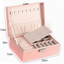 将图片加载到图库查看器,1pcs Double Layer Storage Box For Men And Women Large Capacity Leather Jewelry Box Hardware Latch Travel Portable Flip Lid Palm Jewelry Box Jewelry Box for Women Girls Necklace Ring Storage Organizer 2 Layers Large PU-Leathers Jewelry Case