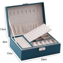 将图片加载到图库查看器,1pcs Double Layer Storage Box For Men And Women Large Capacity Leather Jewelry Box Hardware Latch Travel Portable Flip Lid Palm Jewelry Box Jewelry Box for Women Girls Necklace Ring Storage Organizer 2 Layers Large PU-Leathers Jewelry Case